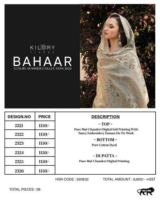 Kilory bahaar Ladies dress material wholesale